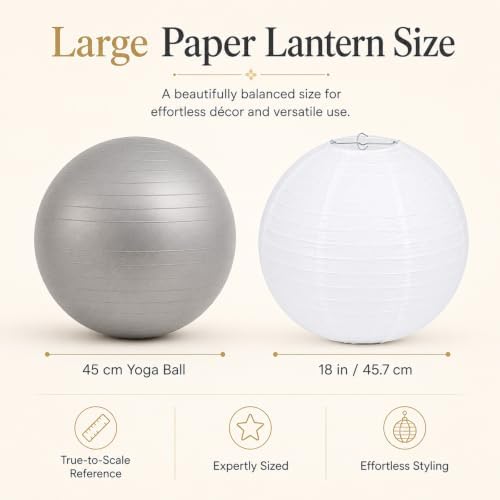 6 Pcs 18 Inch Large White Paper Lanterns Jumbo Hanging Party Decorations - Image 2