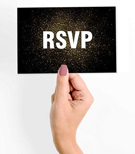 50 Blank RSVP Cards,RSVP Postcards No Envelopes Needed,Gold Confetti Print Response Card,RSVP for Wedding,Baby Shower,Bridal Shower - Image 2