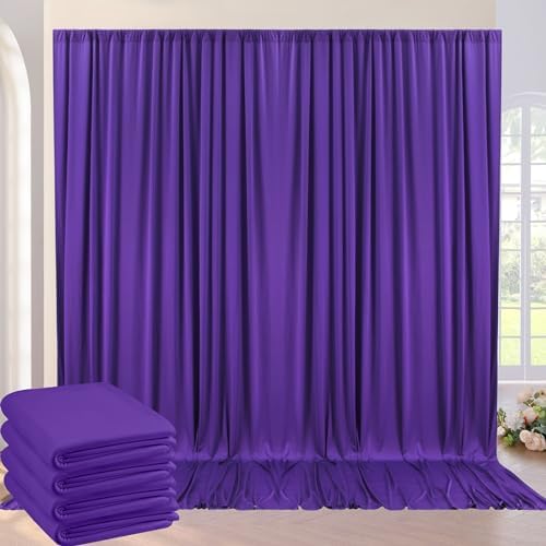 20ft×8ft Wrinkle Free Dark Purple Backdrop Curtain for Mermaid Themed Party, 4 Panels 5×8ft Soft Silky Purple Photo Backdrop Drapes for Birthday Parties Baby Shower Wedding Photography by ENJOYYOURPARTY