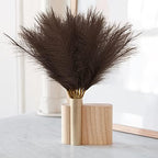 obbsie 50pcs Faux Pampas Grass Decor, 21.6" Short Artificial Pompous Grass Floral Fake Pompas Grass Branches Vase Filler Flower Arrangement for Home Wedding Boho Decor, Brown (Pack of 2) - Image 3