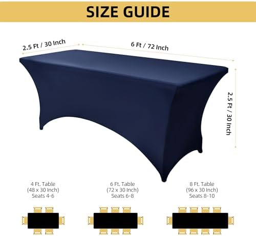 10-Pack 6ft Spandex Table Covers for Rectangle Standard Folding Tables - Wrinkle Resistant Stretch Tablecloths - Ultimate Fitted Table Protector for Parties, Banquet, Wedding - Image 4