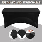 Fixwal 6 Pack 6FT Black Tablecloth Rectangle Spandex Fitted Table Cover - Image 2