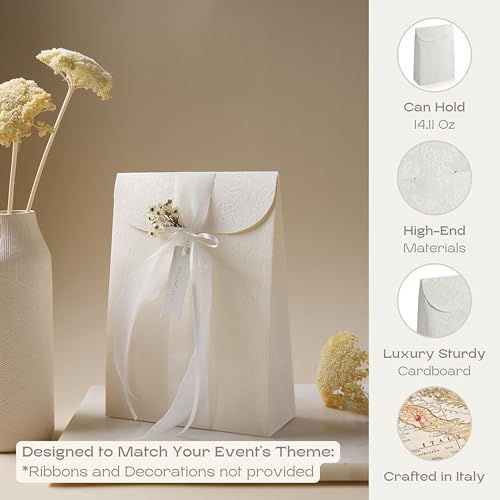 Boxes Craftory Pack of 20 Party Favor Boxes (6.69 x 2.75 x 9.25 inch) - Ideal for Wedding, Bridal Shower Gifts and Baby Shower - White Floral - Image 3