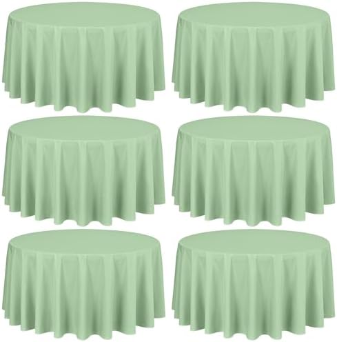 Showgeous 120 Inch Sage Green Round Tablecloths, Polyester Table Covers by Showgeous