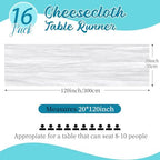 16 Pack White Cheesecloth Table Runners 20x120 Inch Gauze Table Runner Cheese Cloth 10FT White Table Runner Rustic Sheer Runner for Wedding Birthday Party Baby Shower Table Decor - Image 2