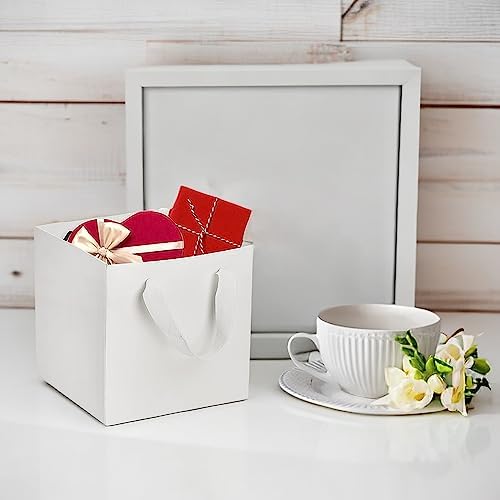 Yesland 30 Pack White Kraft Bags with Ribbon Handles, 3 Sizes Paper Gift Wrap and Shopping Bag, Reusable Square Large Retail Business Packaging Bags for Goodie Party Wedding Present(10'', 8'', 6'') - Image 5