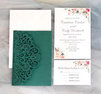 50PCS 3D Lace Flower Laser Cut Wedding Invitation Cards with Envelope Blank Inner Sheet Hollow Out Flower Shape Invitations for Wedding Quinceanera Birthday Shower Engagement Party 13 - Image 3