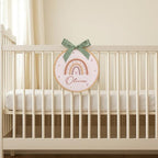 Embroidery Baby Name Sign, Personalized Welcome Baby Hoop Sign with Bow, Custom Baby Name Sign for Hospital, Infant Baby Shower Gifts New Parents (07) - Image 6