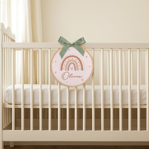 Embroidery Baby Name Sign, Personalized Welcome Baby Hoop Sign with Bow, Custom Baby Name Sign for Hospital, Infant Baby Shower Gifts New Parents (07) - Image 6