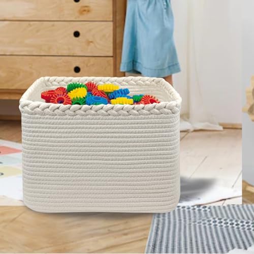 COMFY-HOMI 3PACK Cotton Rope Square Basket with Handles for Shelves| Storage|Baby Basket for GIF|Shoe Basket for Organizing|New13.5" x 11" x 9.5" for Living Room - Image 5