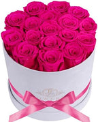 Prifroti 17 Flowers in a Luxury Suede Box, Birthday Gifts for Women, Preserved Flowers, Mothers Day Roses Gift for Mom, Hot Pink by Prifroti