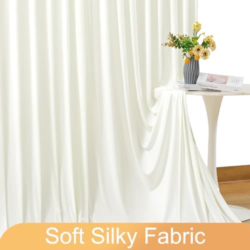4 Panels Ivory Backdrop Curtain for Wedding Parties Wrinkle Free Ivory Photo Curtains Backdrop Drapes Fabric Decoration for Baby Shower Photoshoot 20ft(W) x 10ft(H) - Image 6