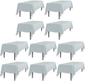LTC LINENS 10 Pack Rectangular Tablecloths Silver 70 x 120 Inch for 6 or 8 ft Rectangle Banquet Tables with Half-Drop - Stain and Wrinkle Resistant Polyester Cloth Table Covers for Wedding, Party by LTCLINENS