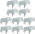 LTC LINENS 10 Pack Rectangular Tablecloths Silver 70 x 120 Inch for 6 or 8 ft Rectangle Banquet Tables with Half-Drop - Stain and Wrinkle Resistant Polyester Cloth Table Covers for Wedding, Party by LTCLINENS