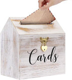 Yamahiko Card Box Wedding Card Box for Reception, Vintage Large Wedding Gift Card Holder Box with Heart Lock, Big Wedding Card Envelope Holder Box with Lid Wood Card Box for Wedding Party, White by Yamahiko