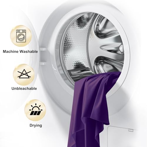 Wish Care Dark Purple Polyester Table Clothes for 8 Foot Rectangle Tables, Wrinkle Free Fitted Table Cover with Pleated Ruffle Table Skirt for Birthday Party Wedding Trade Show Event Display - Image 6