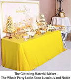 Partisout Rectangle Tablecloth 90x132 inch Sequin Table Cover Disposable Rustic Table Cloths Party Glitter Desk Cover for Party Birthday Halloween Christmas (Yellow) - Image 3