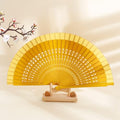 Personalized Sandalwood Fan Wedding Favors&Birthday Gifts&Christmas Gift Custom Wooden Fans Party Favor Bridal Shower Gifts (Yellow,20 pcs) by jifu