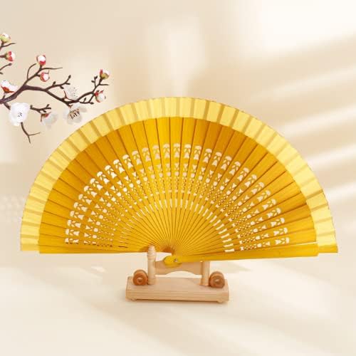Personalized Sandalwood Fan Wedding Favors&Birthday Gifts&Christmas Gift Custom Wooden Fans Party Favor Bridal Shower Gifts (Yellow,20 pcs) by jifu