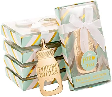 24 Pieces Baby Bottle Openers Shower Favoris, Gifts, Decorations, or Souvenir Guest Gift Boxes, Poppin Design for Baby Boys or Girls (24 Pack Green) by Uezea