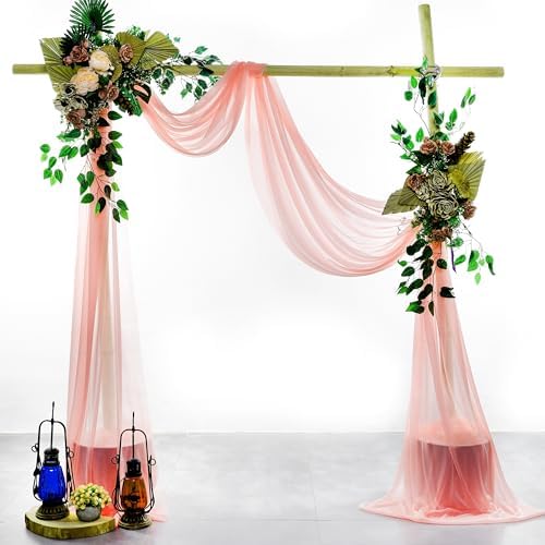 Pack of 1 Wedding Arch Drape Panel Fabric 30" x 50ft - Peach - Image 2