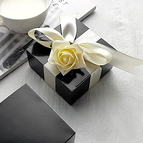 100 4 x 4 x 2" Black Cake Wedding Favors Boxes with Tuck Top for Wedding Party Birthday Candy Gifts Decorations Supplies - Image 6