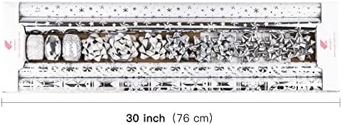 WRAPAHOLIC Silver Christmas Wrapping Paper Set - Silver Snowflakes and Candy Cane Holiday Collection with Metallic Foil Shine Wrapping Paper Bundle with Gift Bow & Ribbon & Tag & Sticker - Image 7