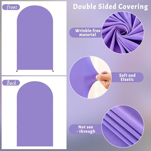 7.2FT Lavender Arch Backdrop Cover - Polyester Fitted Wedding Arch Stand Covers Round Top Chiara Arch Backdrop Cover for Birthday Party Banquet Photo Background Decoration - Image 5