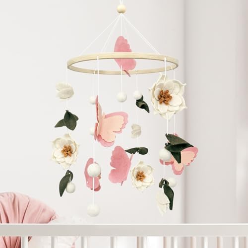 Baby Mobile for Crib Flowers and Butterflies Crib Mobile - Image 2