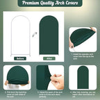 Hunter Green Arch Backdrop Cover 2 Set - 6.6FT, 5FT Spandex Fitted Wedding Arch Stand Covers Round Top Chiara Arch Backdrop Stands Cover for Birthday Parties Banquet Photo Background Decoration - Image 7