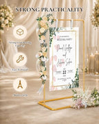 Wedding Sign Holder - Adjustable Welcome to Our Wedding Sign Stand Stand with 39 Premium Templates & Leather Straps, 64"x 30"x 20" Heavy Duty Easel Stand for Sign Display Poster, Wedding, Birthday - Image 4