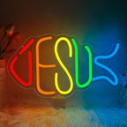 Jesus Neon Sign, Jesus Led Neon Light Signs for Wall Decor Christian Light up Sign Lamp Wall Art for Bedroom Home Christ Church Easter Religious Events Party Decor Dimmable USB Powered(15.4"*8.7") by Unknown