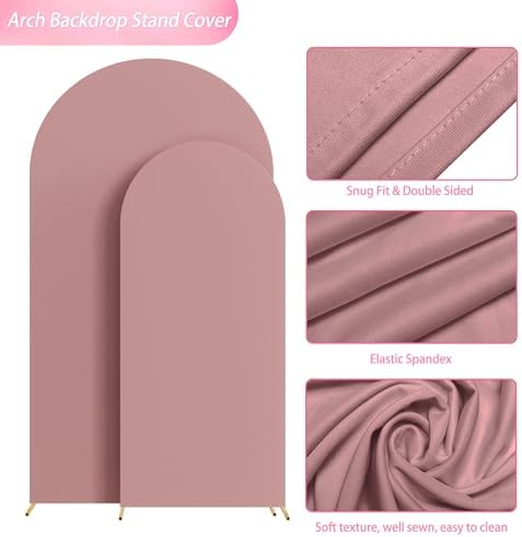 Wokceer Arch Backdrop Cover 7.2FT, 6FT Light Rose Arch Cover Stretchy - Image 5
