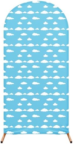 7.2 ft Arch Backdrop Cover Sky Strench Spandex, White Cloud by RimCereal