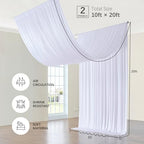 2 Panels 5ft(W) x 20ft(L) White Ceiling Drapes for Wedding Parties - Image 3