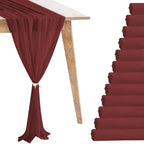 12 Pack Wine Red Table Runner 10ft Romantic Chiffon Table Runner for Wedding Baby Shower and Birthday Party Cake Table Decorations(120 x 12 in) by Unknown