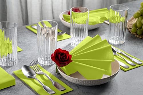 Linen-Feel Colored Paper Napkins - Decortive Cloth-Like Pastel Green Dinner Napkins - Soft And Absorbent. For Kitchen, Party, Wedding, Bathroom Or Any Occasion. (Pack of 100) - Image 2