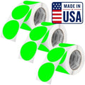 Perco Neon Green Perforated Round Circle Dot Sticker 3-Inch Labels — 3 Rolls, 1,500 Stickers—Available, Ready & Promo Signage, High Visibility, Strong Adhesive —Made in USA by Perco