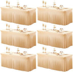 6 Packs Dark Champagne Spandex Tableclothes for 6 Foot Rectangle Tables, Wrinkle Free 6ft Fitted Table Cover Stretch Table Cloth Desk Skirt for Weddings Baby Shower Birthday Party Banquet Decorations by PartyTalk