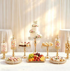 Wedding Crystal Cake Stands, 10Pcs Metal Dessert Pedestal with Mirror by KOLHGNSE