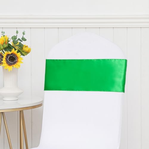 Pack of 50 Satin Emerald Green Chair Sashes Bows 7 X 108 Inch Universal Forest Green Chair Ribbons Ties for Wedding Ceremony Party Birthday Anniversary Engagement Christmas Outdoor Event Decor - Image 5