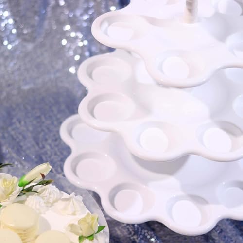 Efavormart 5-Tier Scallop Edge Cupcake Stand High Capacity 27-Cupcake Holder Tower for Party Hosting & Large Buffets - 18" Tall - Image 7