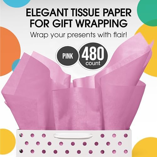 Party Solids Pink Tissue Paper for Gift Bags 15" X 20" 480 Sheets - Image 4