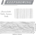 12 Pack Cheesecloth Table Runner, Runner Gauze Boho Wedding Decor Romantic Table Runner for Wedding Birthday Party(35" x 118") (White) - Image 2