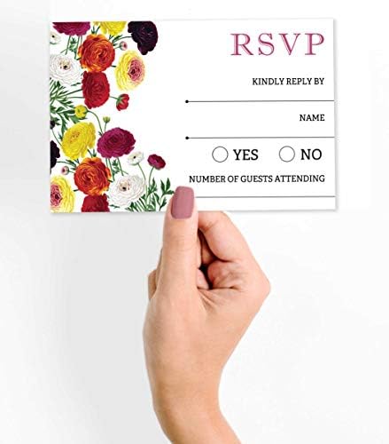 50 Blank RSVP Cards with White Envelopes Floral 4"x6" Response Cards-RSVP Reply Card for Wedding-Bridal Shower-Baby Shower-Rehearsal Dinner - Image 2