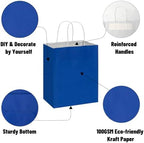 Toovip 100 Pack 8x4.75x10 Inch Medium Royal Blue Kraft Paper Bags with Handles Bulk, Gift Wrap Bags for Favor Grocery Retail Party Birthday Shopping Business Goody Craft Merchandise Take Out sacks - Image 3