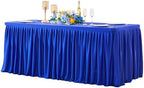 Wish Care Royal Blue Polyester Table Clothes for 8 Foot Rectangle Tables, Wrinkle Free Fitted Table Cover with Pleated Ruffle Table Skirt for Birthday Party Wedding Trade Show Event Display by WishCare