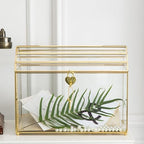 Wedding Card Box with Slot, 12.2'' Large Glass Card Boxes for Reception, Gold Cards Holder, Clear Decorative Storage Box with Lock for Baby Shower, Birthday Party, Christmas, Bridal Shower - Image 2