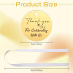 100 Set Gold Acrylic Thank You for Celebrating with Us Tags, with String Round Gold Mirrored Favors Labels, Thank You Gift Tags for Baby Shower Birthday Wedding Bridal Shower for Guests - Image 5