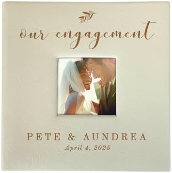 Personalized Engagement Photo Album, Holds 200 4" x 6" Photos, Engraved Our Engagement Leatherette Picture Album, Engagement Gifts For Couples by GiftsForYouNow